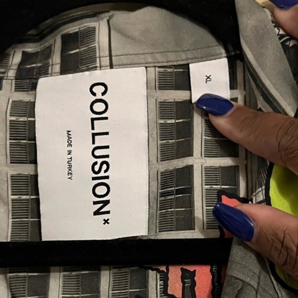 ASOS Collusion Unisex Graphic Button Down Shirt XL - Picture 3 of 5